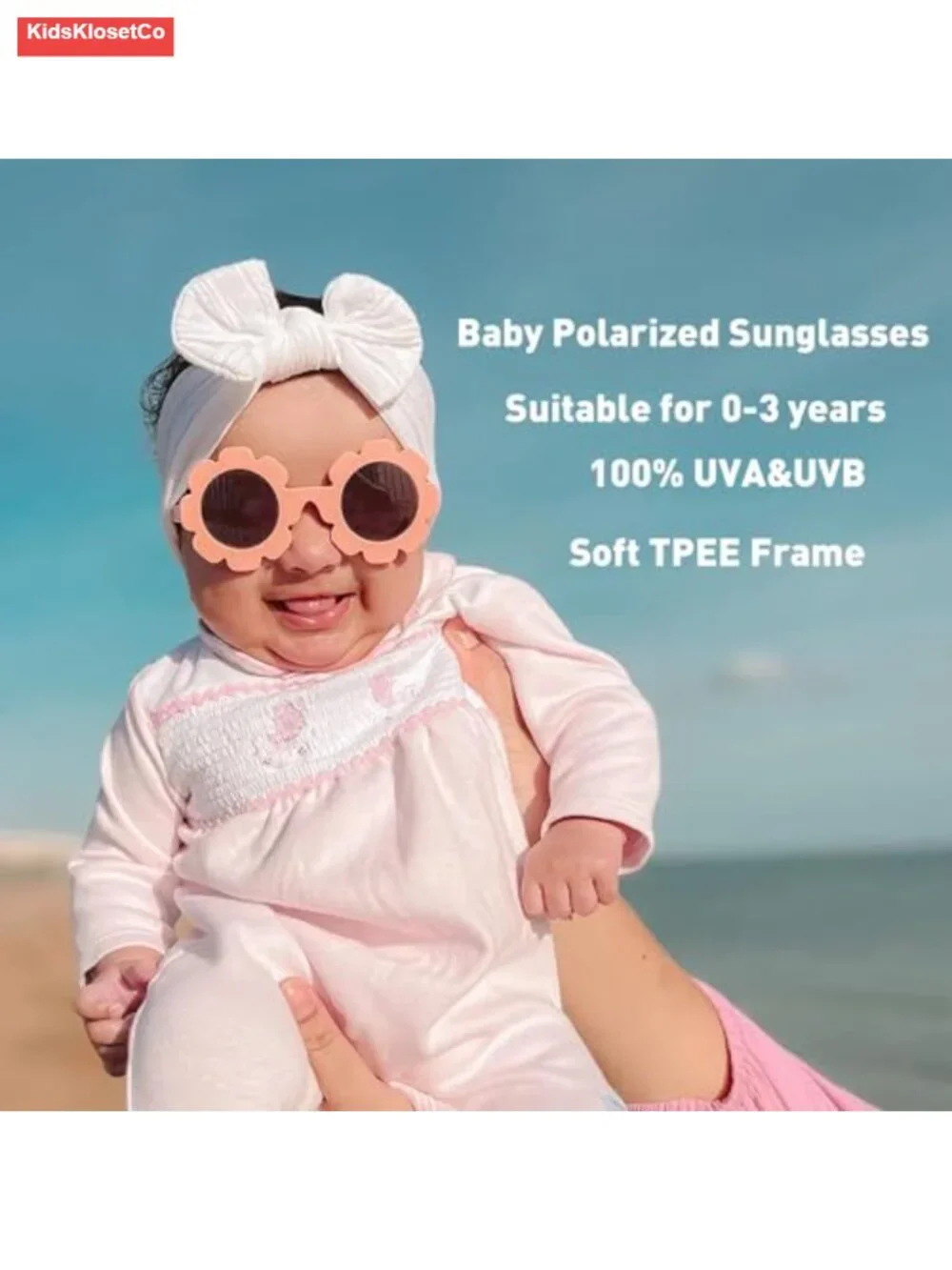 Infant Polarized Flower Sunglasses with Strap Bendable Frame